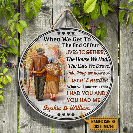 Family Old Couple When We Get Custom Wood Circle Sign, Personalized Fall Couple Sign, Couple Gift