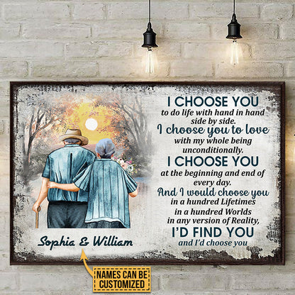 Family Old Couple Husband Wife I Choose You Custom Poster, Anniversary Gift, Memorial Gift, Sympathy, Wall Pictures, Wall Art, Wall Decor, Grandparents Day Gifts