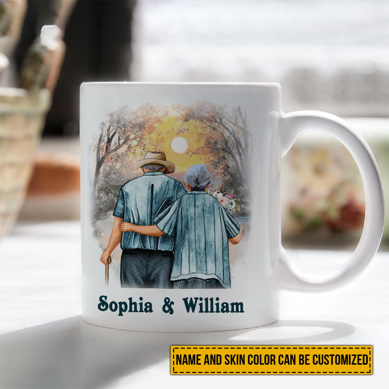 Family Old Couple To My Wife You Are The World Skin Custom Mug, Couple Gift, Anniversary Gift, Memorial Gift, Grandparents Day Gifts