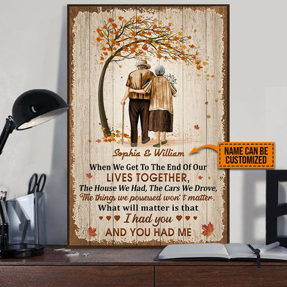 Family Old Couple Husband Wife When We Get Fall Leaves Custom Poster, Anniversary Gift, Memorial Gift, Sympathy, Wall Pictures, Wall Art, Wall Decor, Grandparents Day Gifts