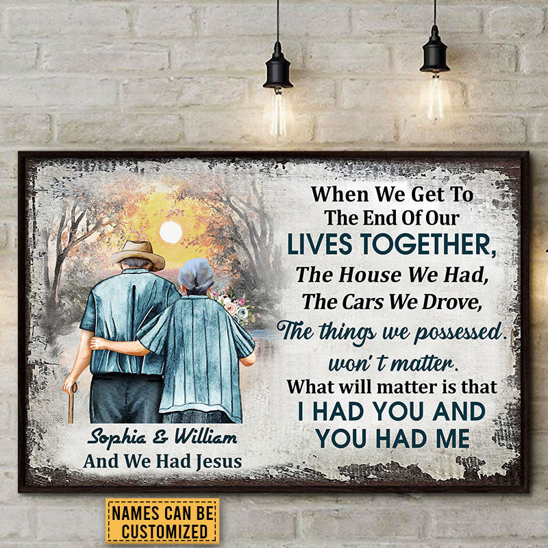Family Old Couple Jesus When We Get Custom Poster, Couple Gift, Anniversary Gift, Memorial Gift, Wall Art, Grandparents Day Gifts