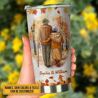 Family Old Couple Never Forget That I Love You Custom Color Skin Custom Tumbler, Personalized Fall Couple Tumbler, Couple Gift