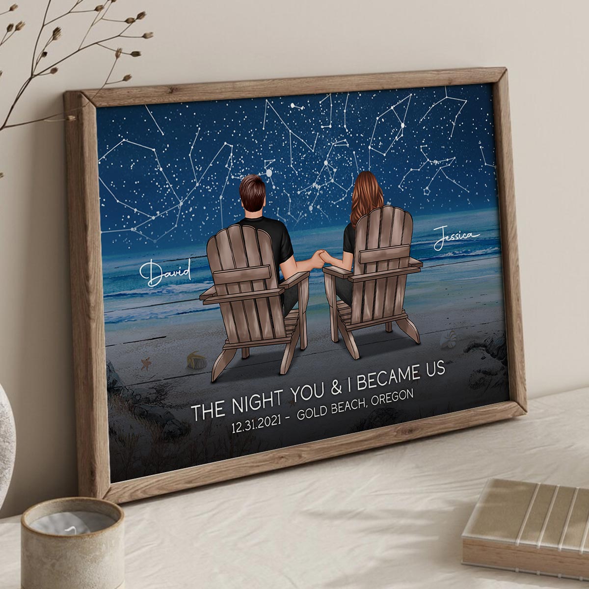 Eternal Love Couple Custom Star Map Landscape Personalized Poster, Heartfelt 2025 Anniversary Gift Wedding Gift For Couple, Husband, Wife, Dad, Mom
