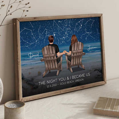Eternal Love Couple Custom Star Map Landscape Personalized Poster, Heartfelt 2025 Anniversary Gift Wedding Gift For Couple, Husband, Wife, Dad, Mom