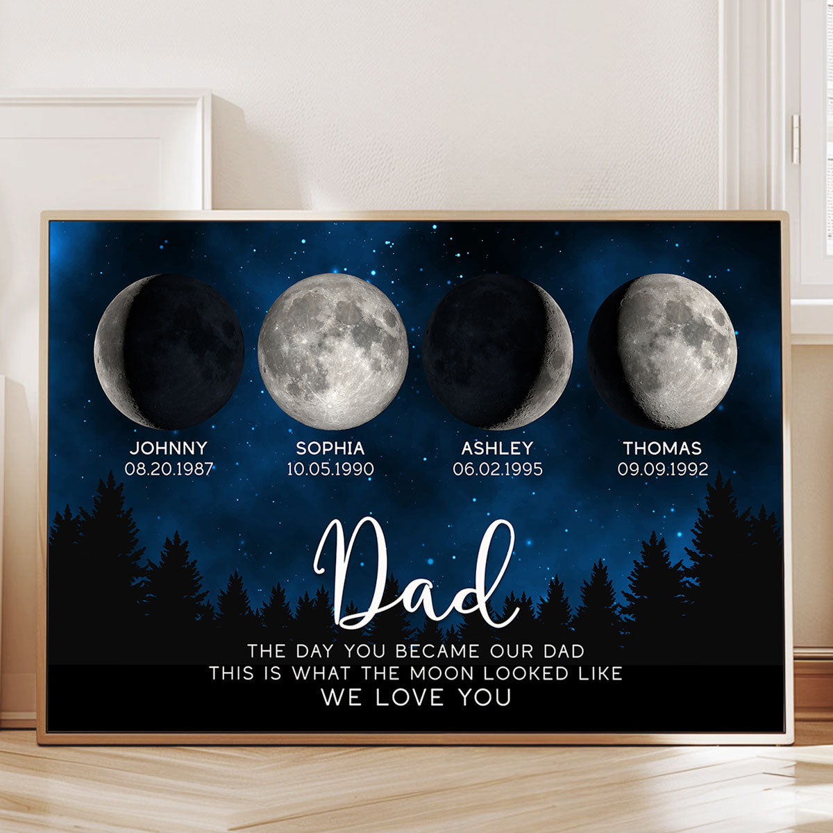 This Is What The Moon Looked Like The Day You Became Dad Grandpa Custom Birth Moon Phase Personalized Poster