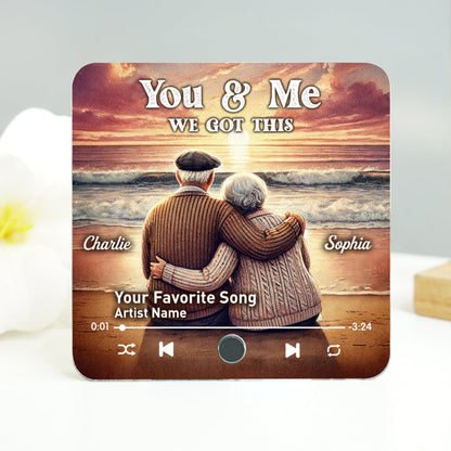 You & Me We Got This Old Couple At Sunset Beach Personalized Music Fridge Magnet, Valentine's Gift For Her, Gift For Him