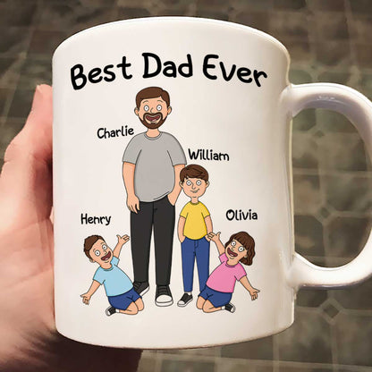 Funny Family Style Dad And Kids Best Dad Ever Personalized Mug