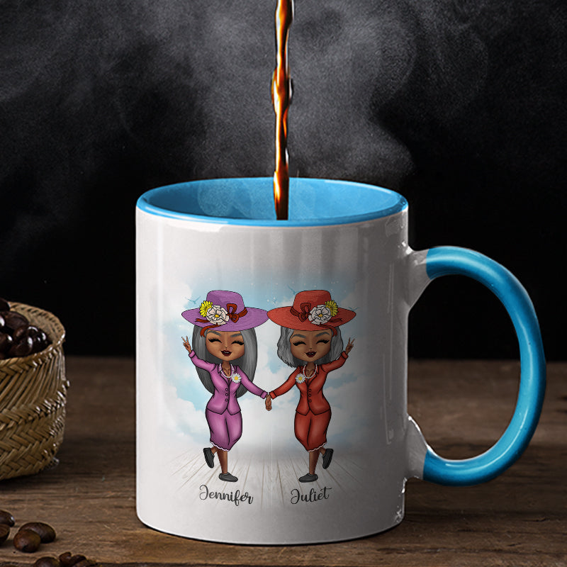 Bestie Old Bestie I Hope We're Friends Until We Die - Personalized Custom Accent Mug