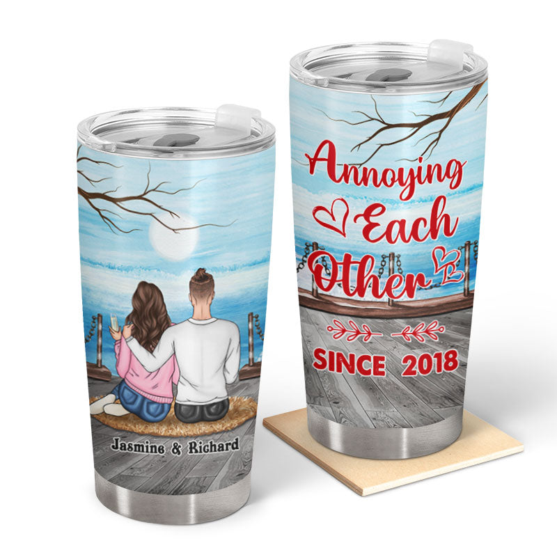 Family Couple Annoying Each Other - Personalized Custom Tumbler