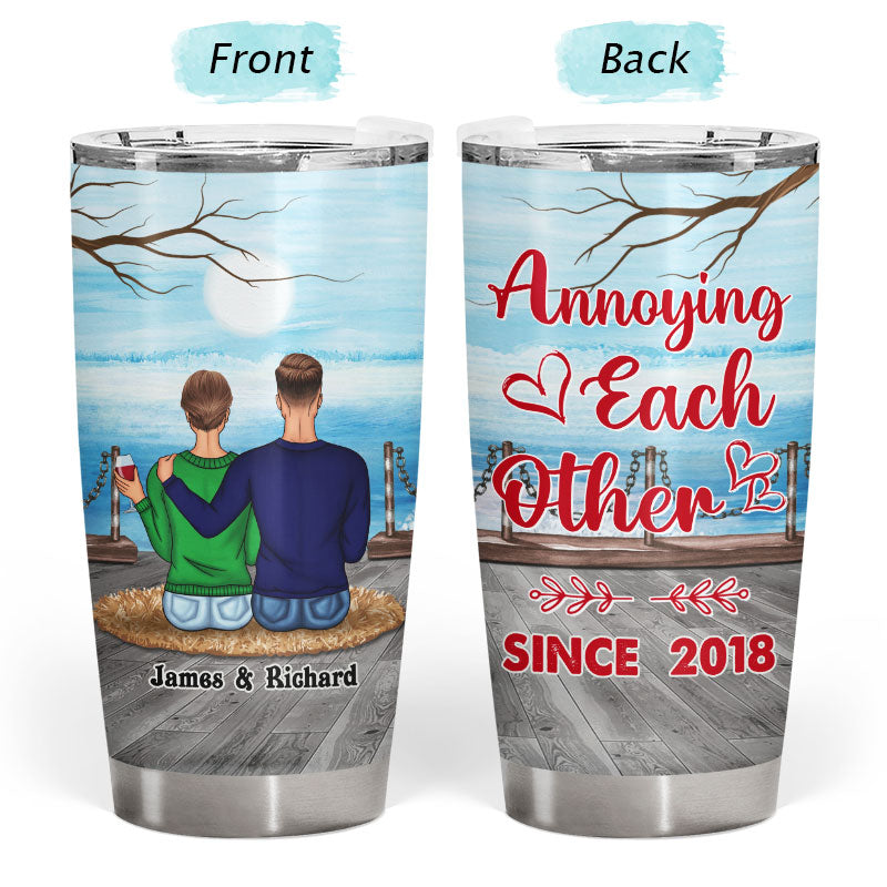 Family Couple Annoying Each Other - Personalized Custom Tumbler