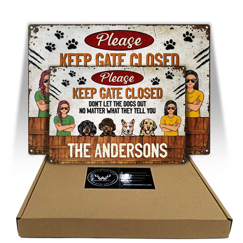 Dog Lovers Couple Don't Let The Dogs Out - Personalized Custom Classic Metal Signs