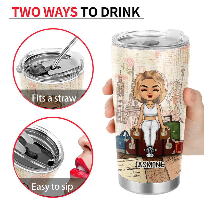 Travel Chibi Catch Flights Not Feelings - Personalized Custom Tumbler