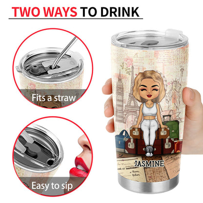 Travel Chibi Catch Flights Not Feelings - Personalized Custom Tumbler