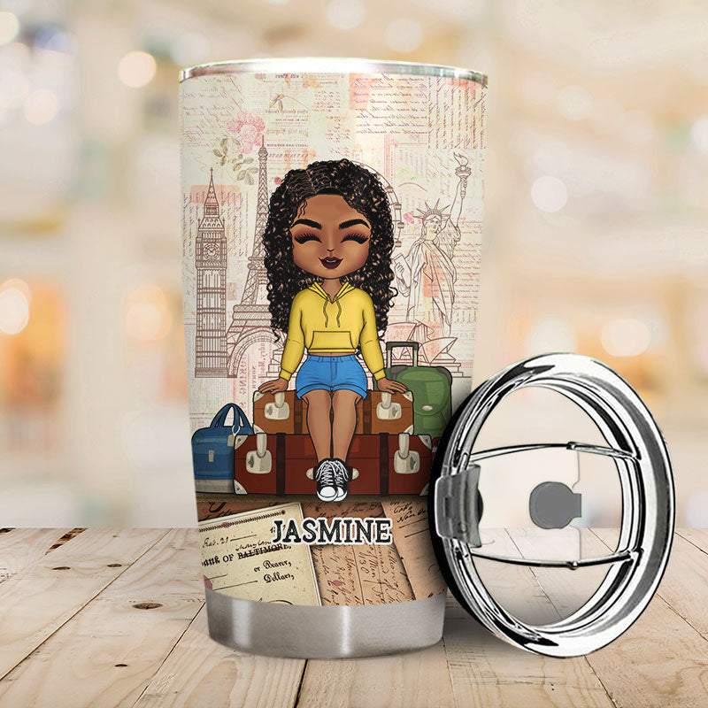Travel Chibi Catch Flights Not Feelings - Personalized Custom Tumbler