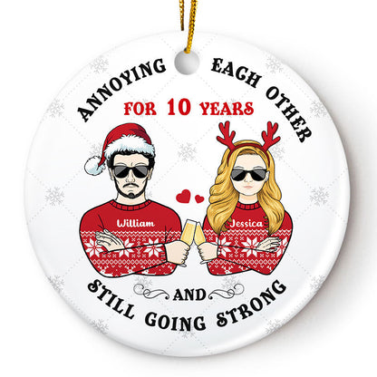 Christmas Annoying Each Other - Gift For Couples - Personalized Custom Circle Ceramic Ornament