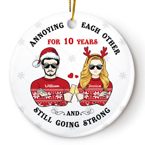 Christmas Annoying Each Other - Gift For Couples - Personalized Custom Circle Ceramic Ornament