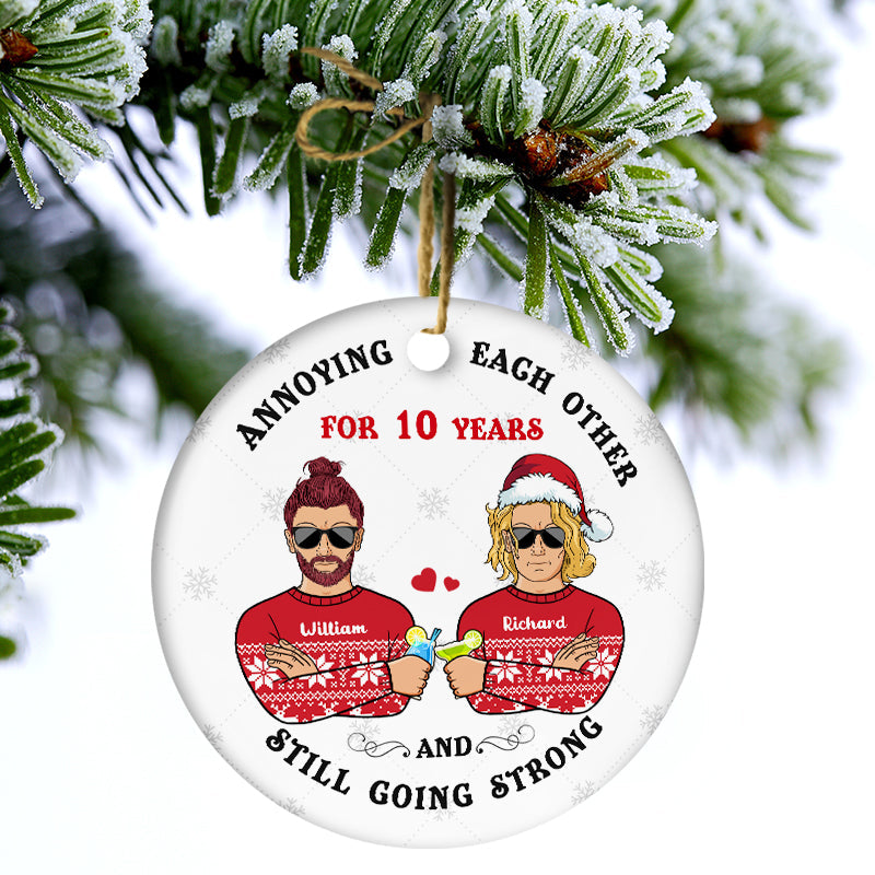 Christmas Annoying Each Other - Gift For Couples - Personalized Custom Circle Ceramic Ornament