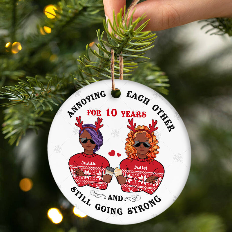 Christmas Annoying Each Other - Gift For Couples - Personalized Custom Circle Ceramic Ornament