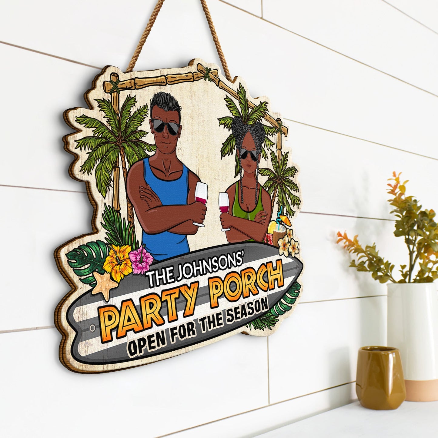 Couple Party Patio Open For The Season - Gift For Couples, Home Decor - Personalized Custom Shaped Wood Sign