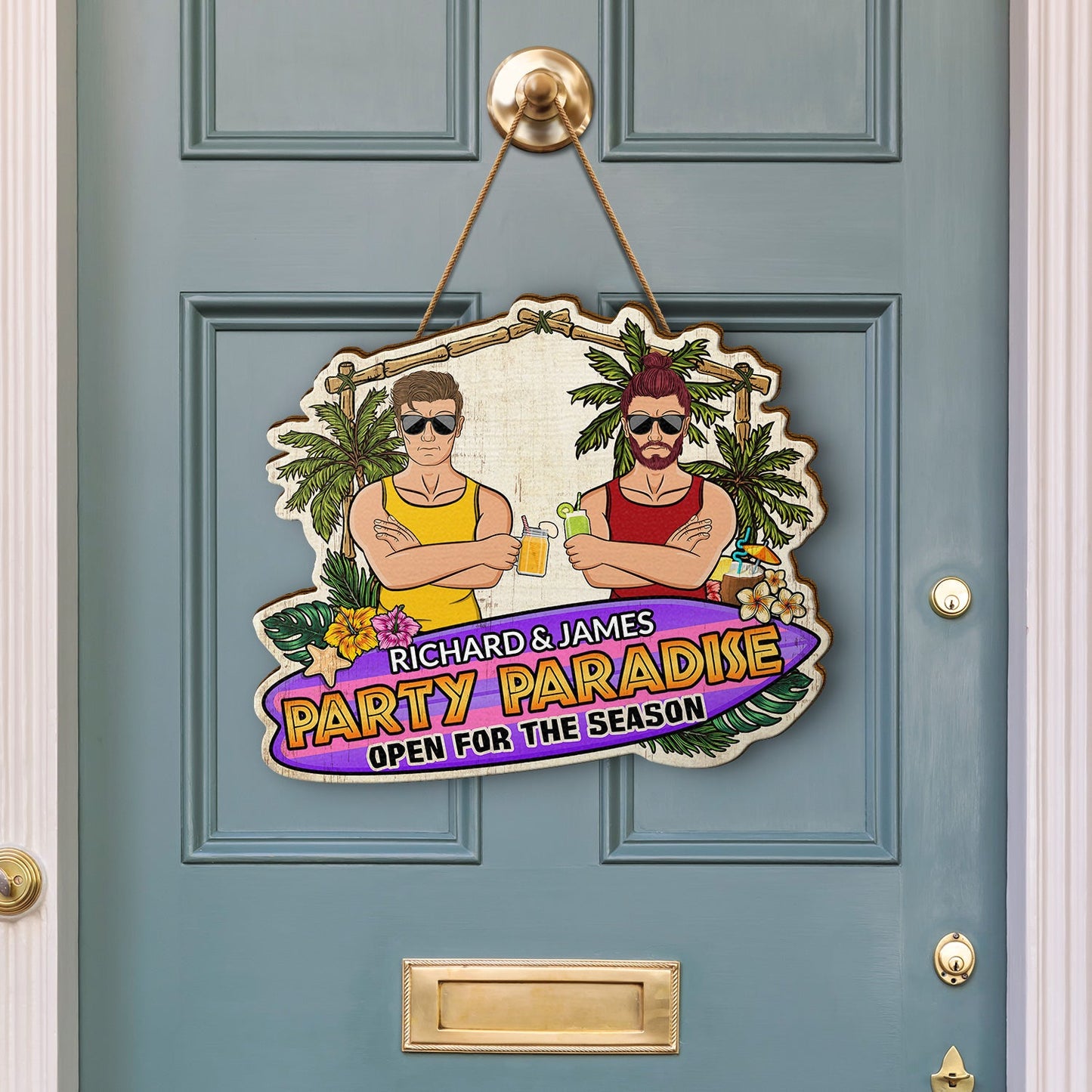 Couple Party Patio Open For The Season - Gift For Couples, Home Decor - Personalized Custom Shaped Wood Sign