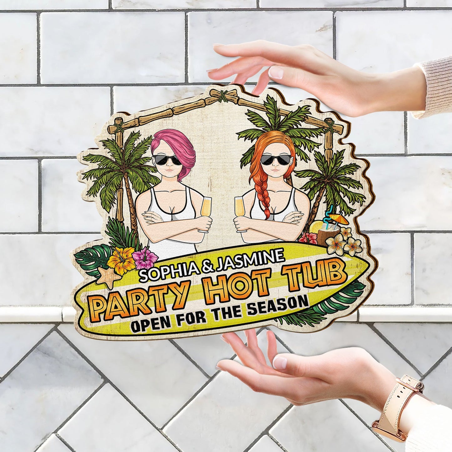 Couple Party Patio Open For The Season - Gift For Couples, Home Decor - Personalized Custom Shaped Wood Sign