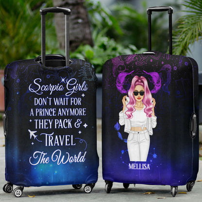 Fashion Zodiac Sign Girls Don't Wait For The Prince Traveling - Personalized Custom Luggage Cover