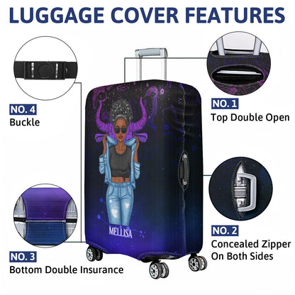 Fashion Zodiac Sign Girls Don't Wait For The Prince Traveling - Personalized Custom Luggage Cover