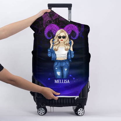 Fashion Zodiac Sign Girls Don't Wait For The Prince Traveling - Personalized Custom Luggage Cover
