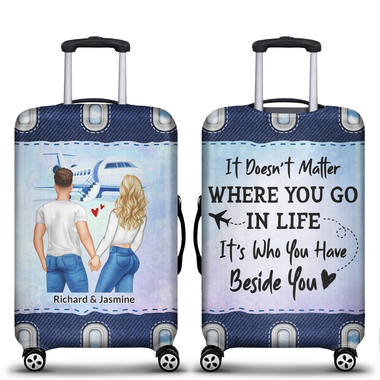 Air Travel Who You Have Beside - Gift For Couples, Best Friends - Personalized Custom Luggage Cover