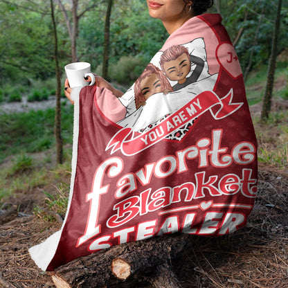 Chibi Favorite Blanket Stealer - Gift For Couples - Personalized Fleece Blanket