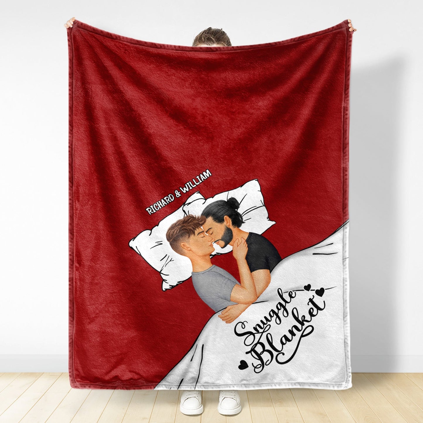 Couple Side View Snuggle Blanket - Gift For Couples - Personalized Fleece Blanket