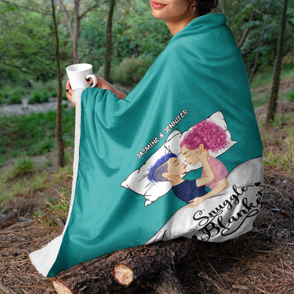 Couple Side View Snuggle Blanket - Gift For Couples - Personalized Fleece Blanket