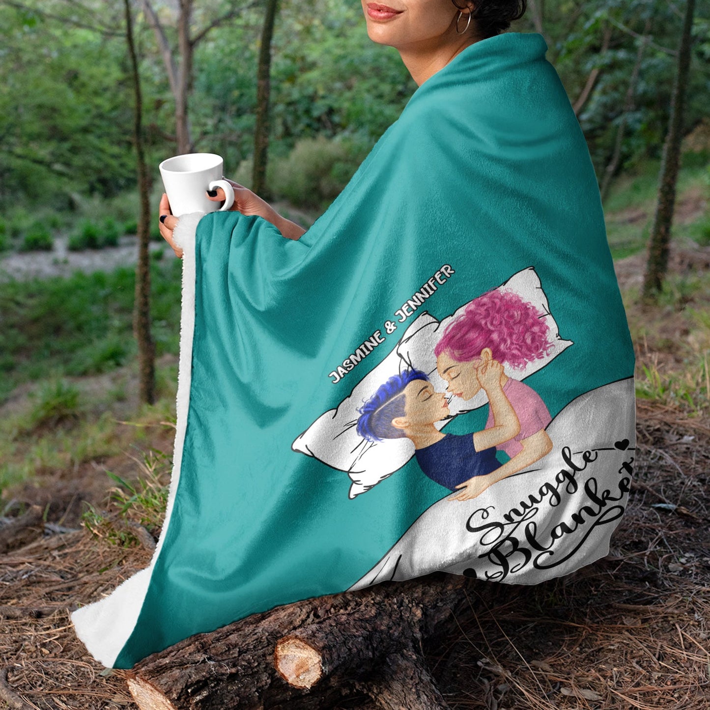 Couple Side View Snuggle Blanket - Gift For Couples - Personalized Fleece Blanket