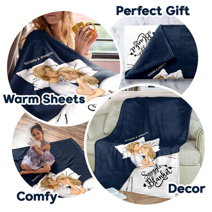 Couple Side View Snuggle Blanket - Gift For Couples - Personalized Fleece Blanket