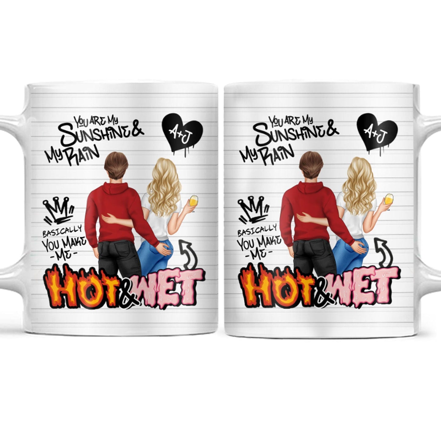 My Sunshine And My Rain - Gift For Couples - Personalized White Edge-to-Edge Mug