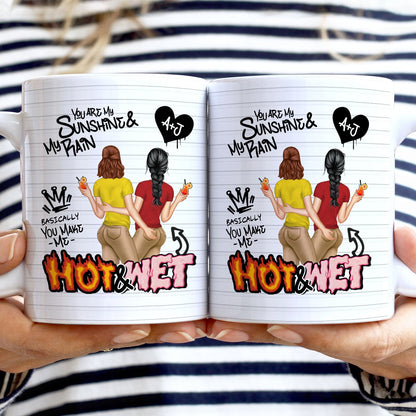 My Sunshine And My Rain - Gift For Couples - Personalized White Edge-to-Edge Mug