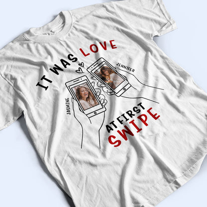 Custom Photo Love At First Swipe - Gift For Couples - Personalized T Shirt