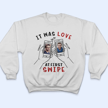 Custom Photo Love At First Swipe - Gift For Couples - Personalized T Shirt