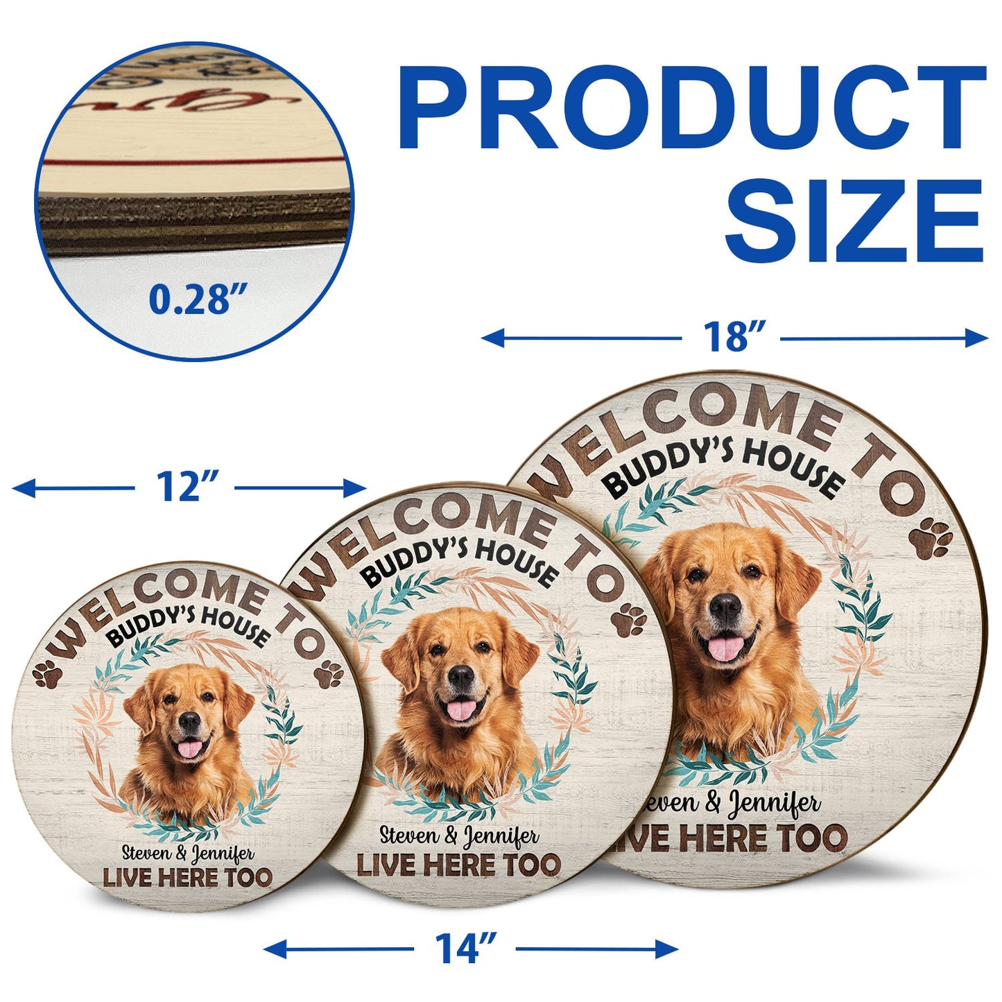 Custom Photo Welcome To My House - Gift For Pet Lovers - Personalized Wood Circle Sign