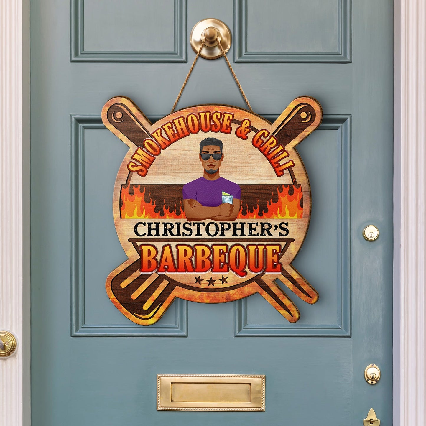 Smokehouse Dad's BBQ - Gift For Father - Personalized Custom Shaped Wood Sign