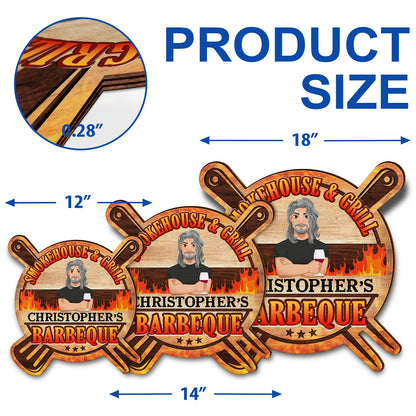 Smokehouse Dad's BBQ - Gift For Father - Personalized Custom Shaped Wood Sign