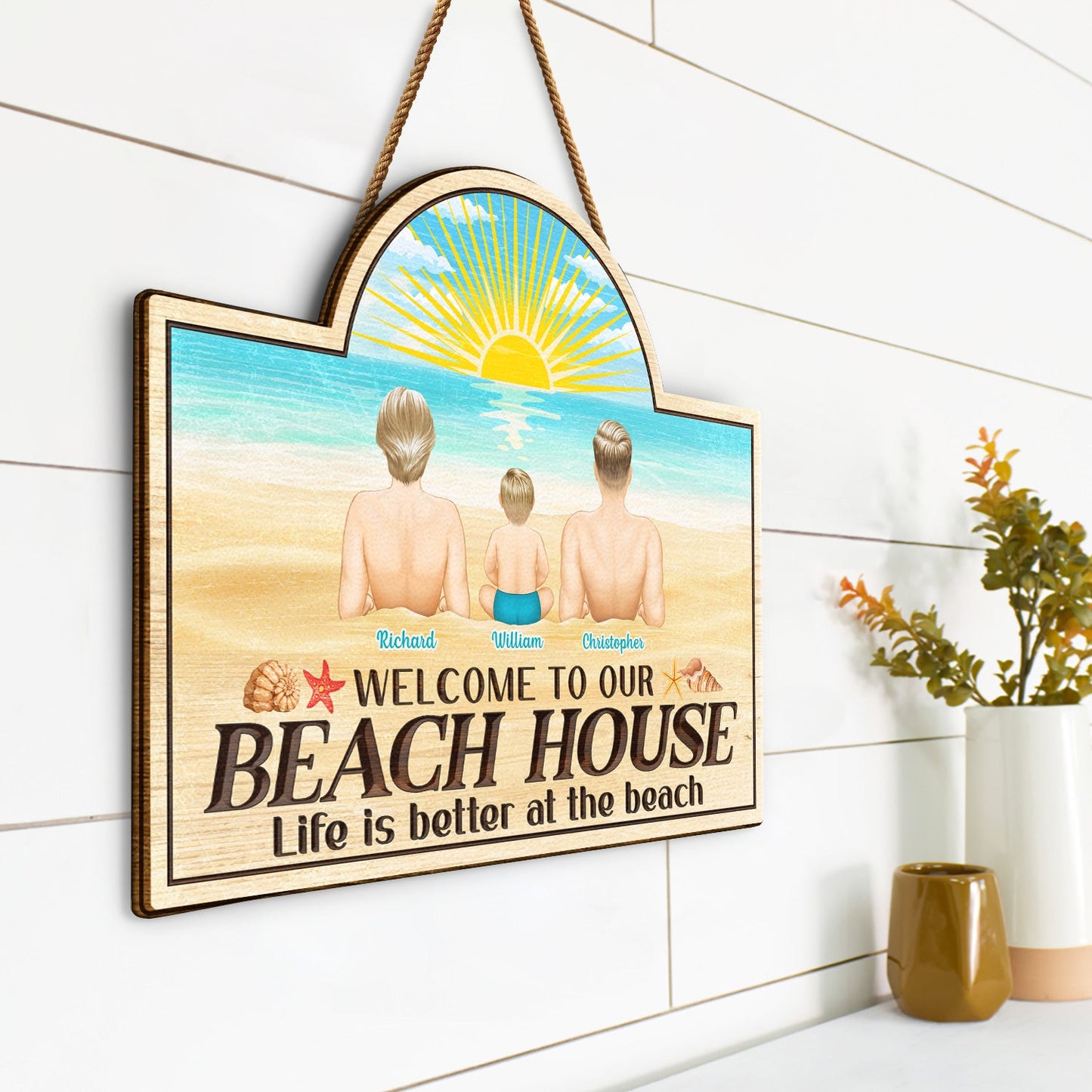 Life Is Better At The Beach - Beach House Decor Gift For Dad Mom - Personalized Custom Shaped Wood Sign