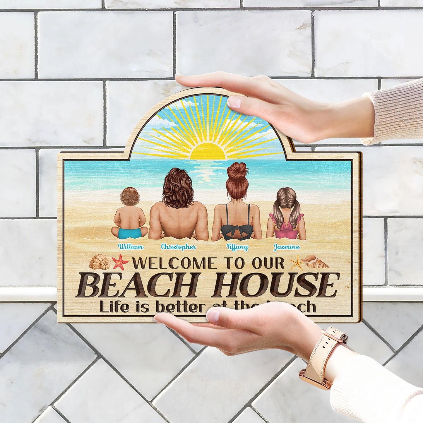 Life Is Better At The Beach - Beach House Decor Gift For Dad Mom - Personalized Custom Shaped Wood Sign