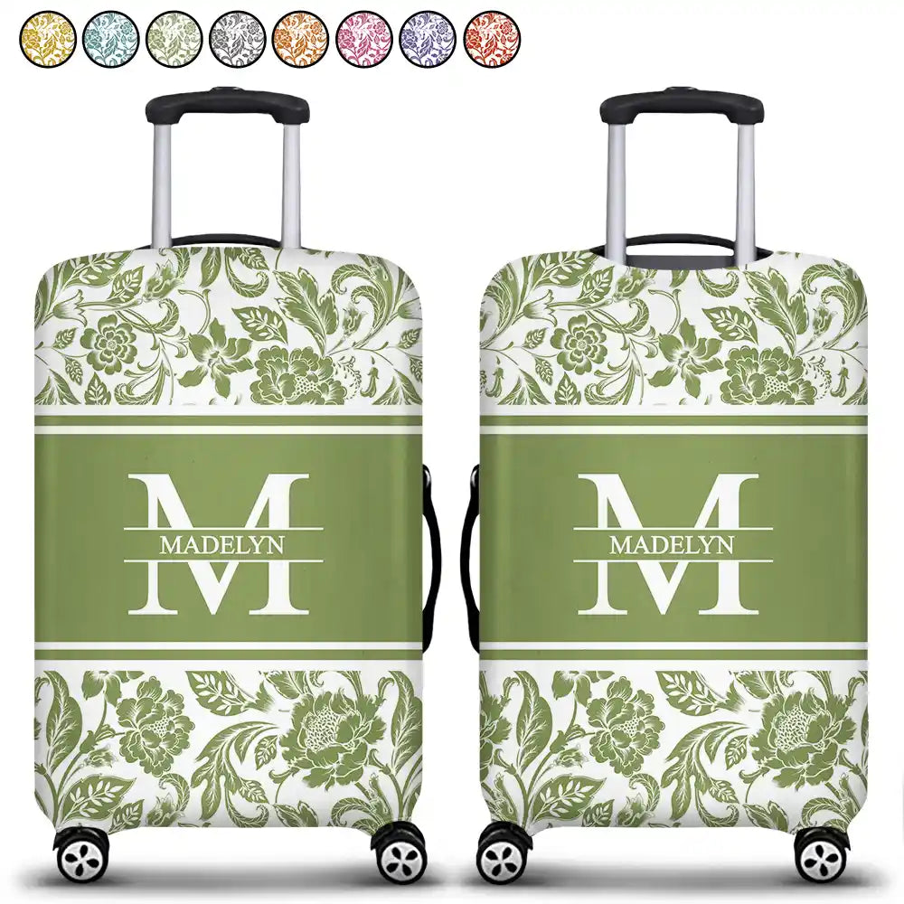 Name Floral Pattern - Personalized Luggage Cover