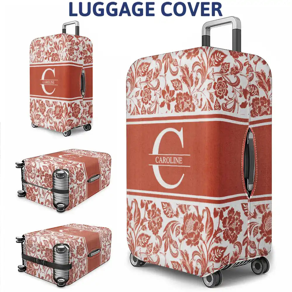 Name Floral Pattern - Personalized Luggage Cover