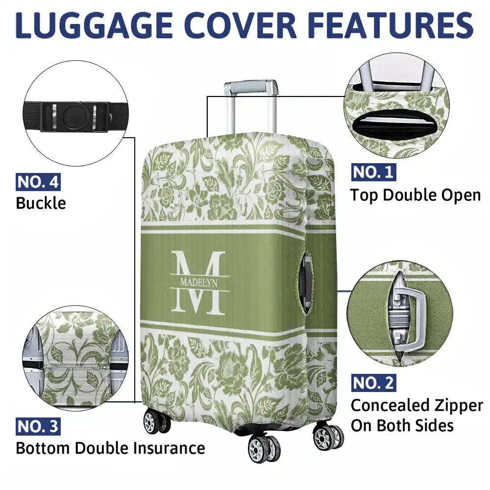 Name Floral Pattern - Personalized Luggage Cover