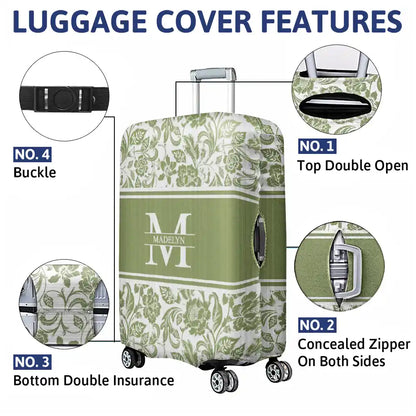 Name Floral Pattern - Personalized Luggage Cover