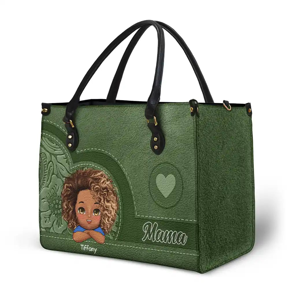 Grandma Mom Aesthetic Pattern - Personalized Leather Bag