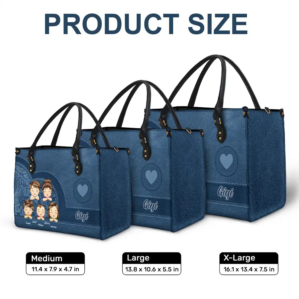 Grandma Mom Aesthetic Pattern - Personalized Leather Bag