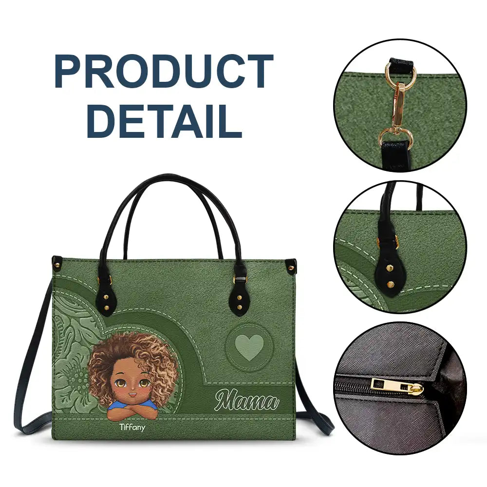 Grandma Mom Aesthetic Pattern - Personalized Leather Bag